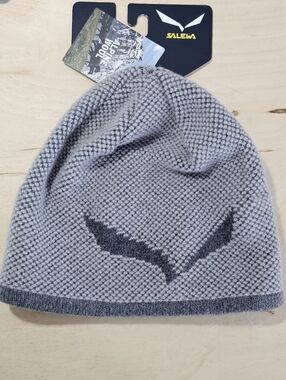 Salewa Gray 78% Wool Beanie with Dark Logo
